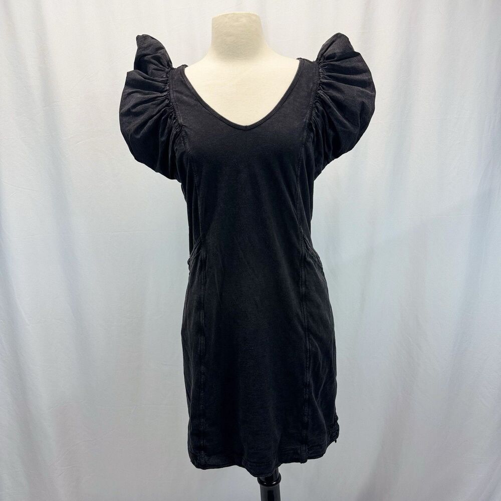 Daily Practice Malibu Creek Dress M Black Ruffle Sleeve Pockets Boho